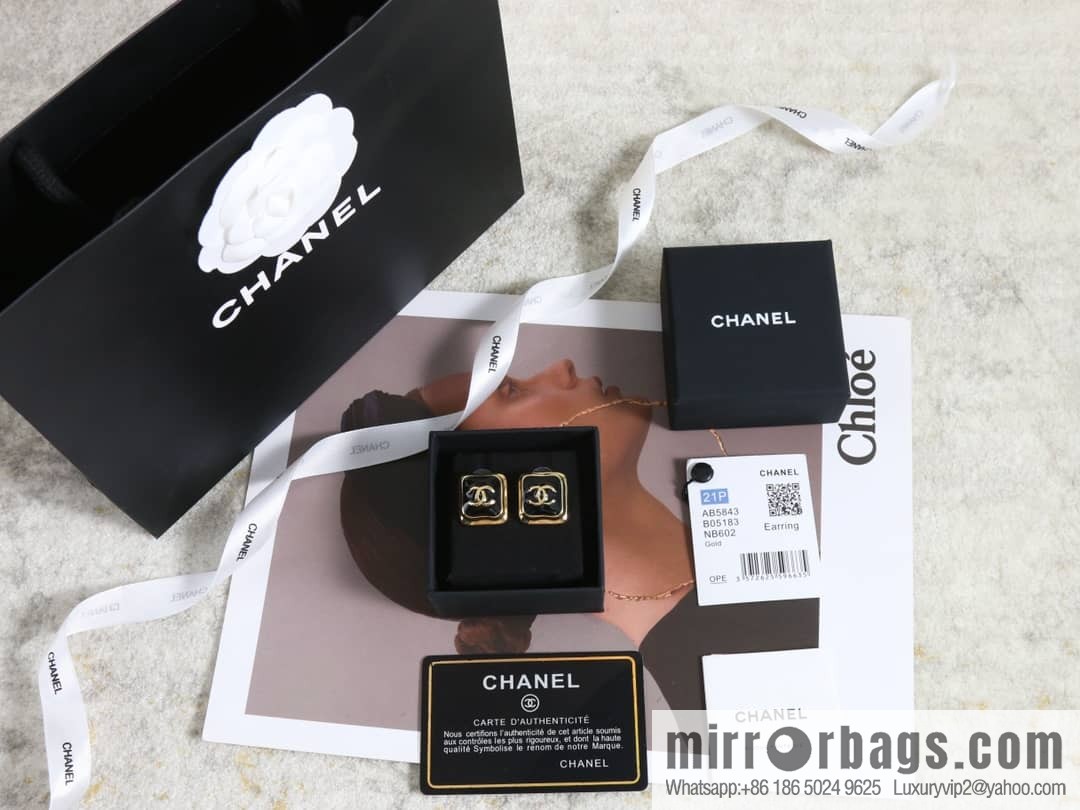 New ☑️ Chanel C1 double c square stud earrings