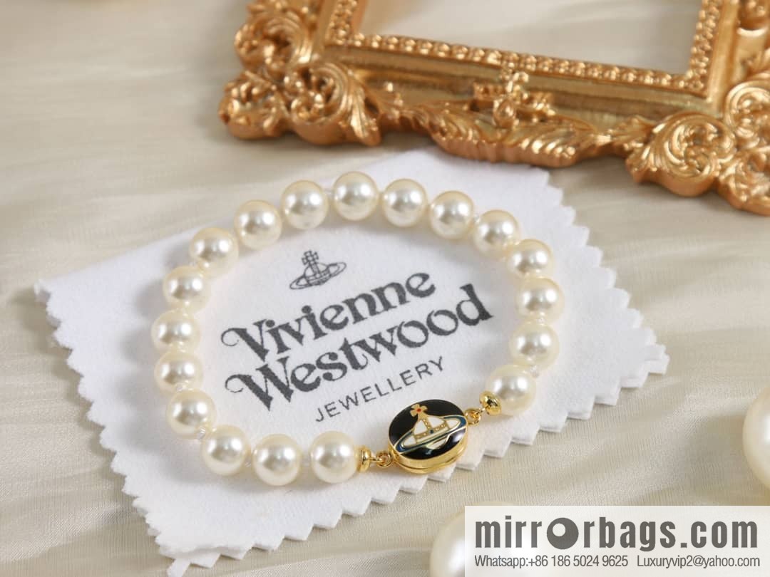 New ☑️ Vivienne Westwood Queen Mother Saturn pearl magnetic snap magnet necklace bracelet
