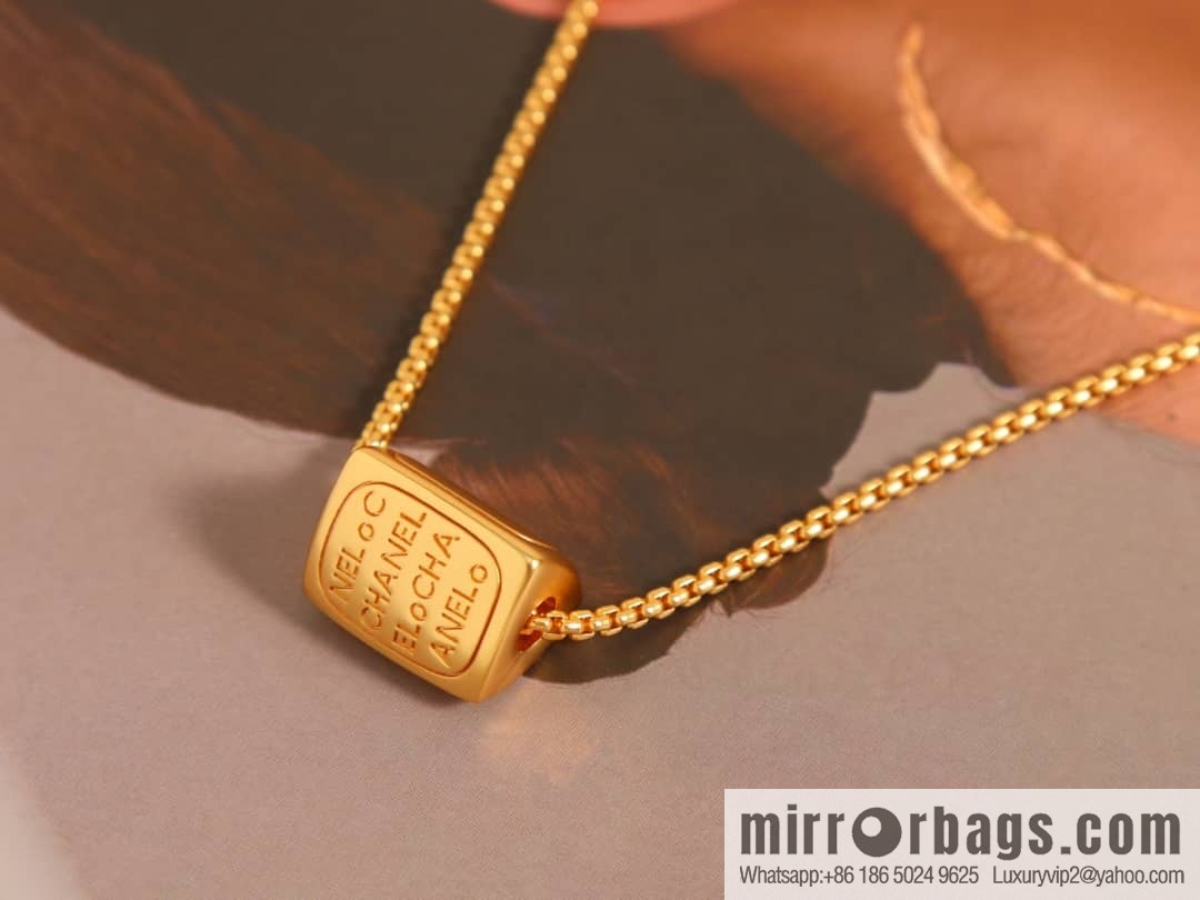 New ☑️ Chanel double c gold medieval triangle three-sided necklace