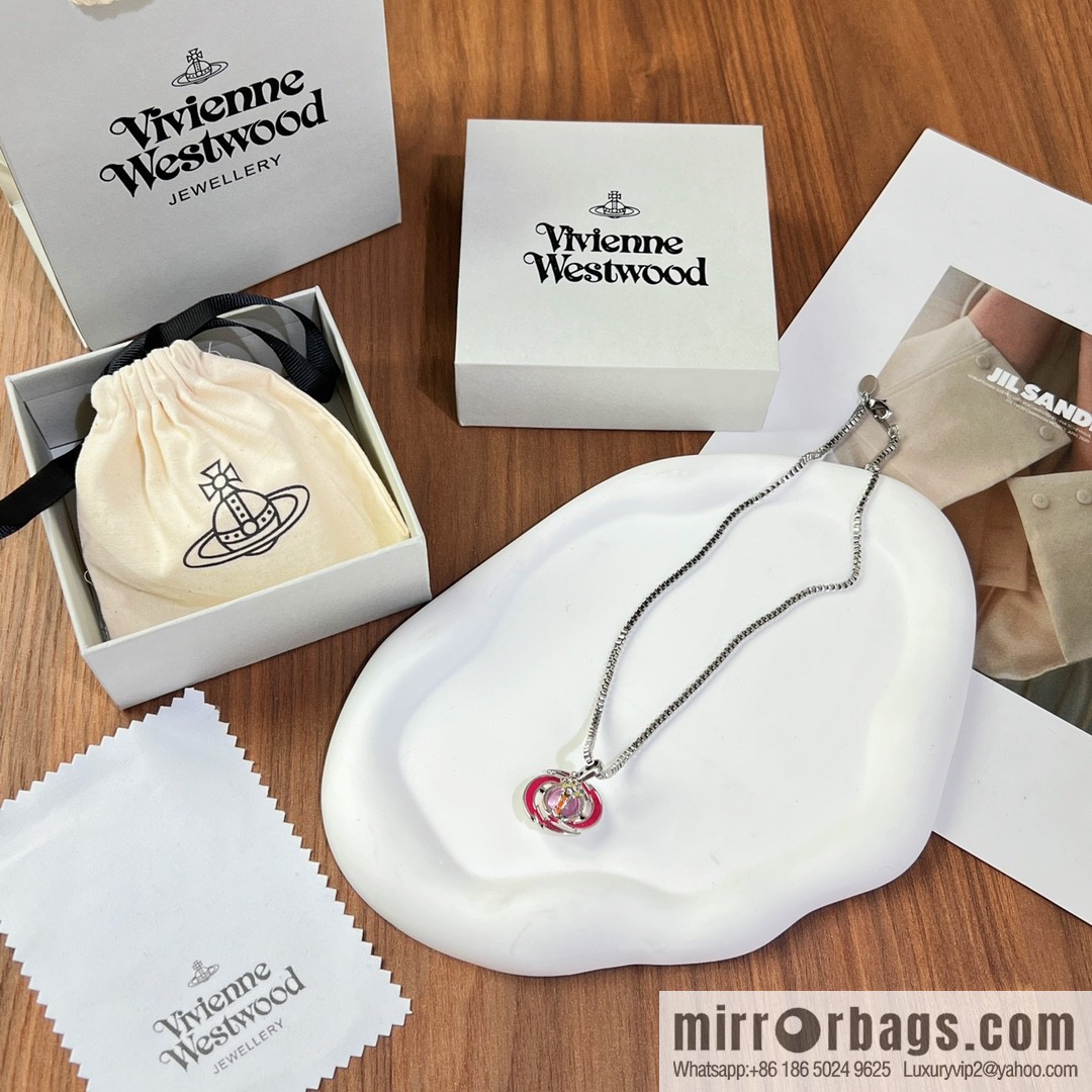 New ☑️ Vivienne Westwood pink Saturn necklace