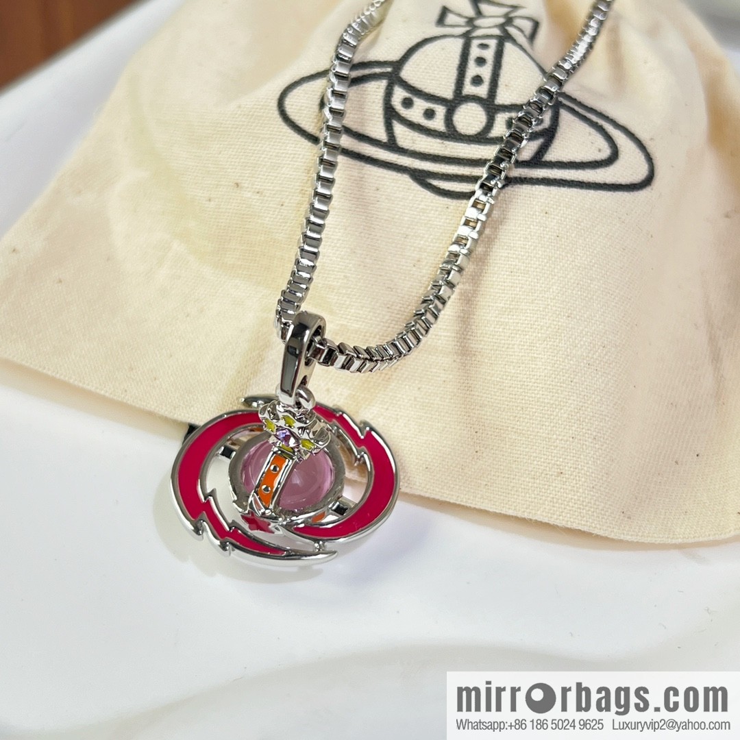 New ☑️ Vivienne Westwood pink Saturn necklace