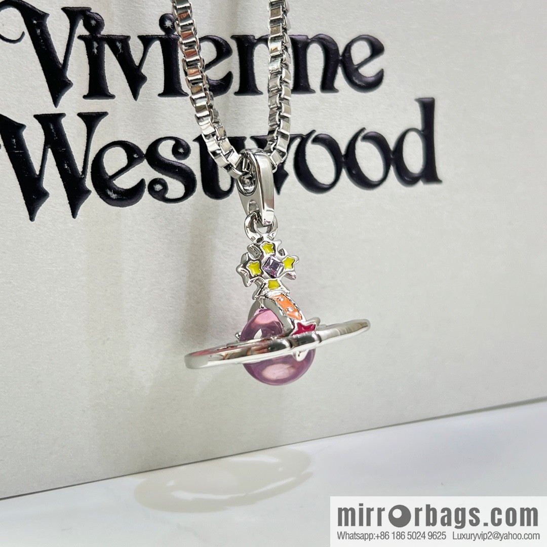 New ☑️ Vivienne Westwood pink Saturn necklace