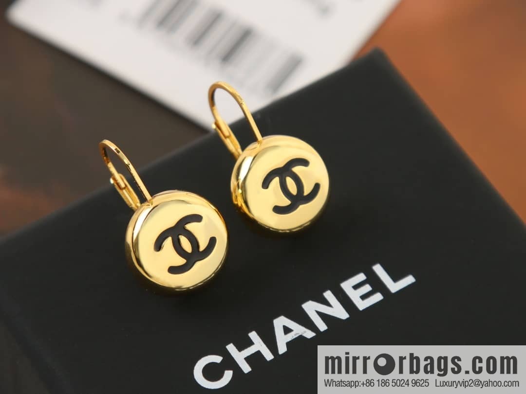 New ☑️ Chanel double c gold small golden bean stud earrings