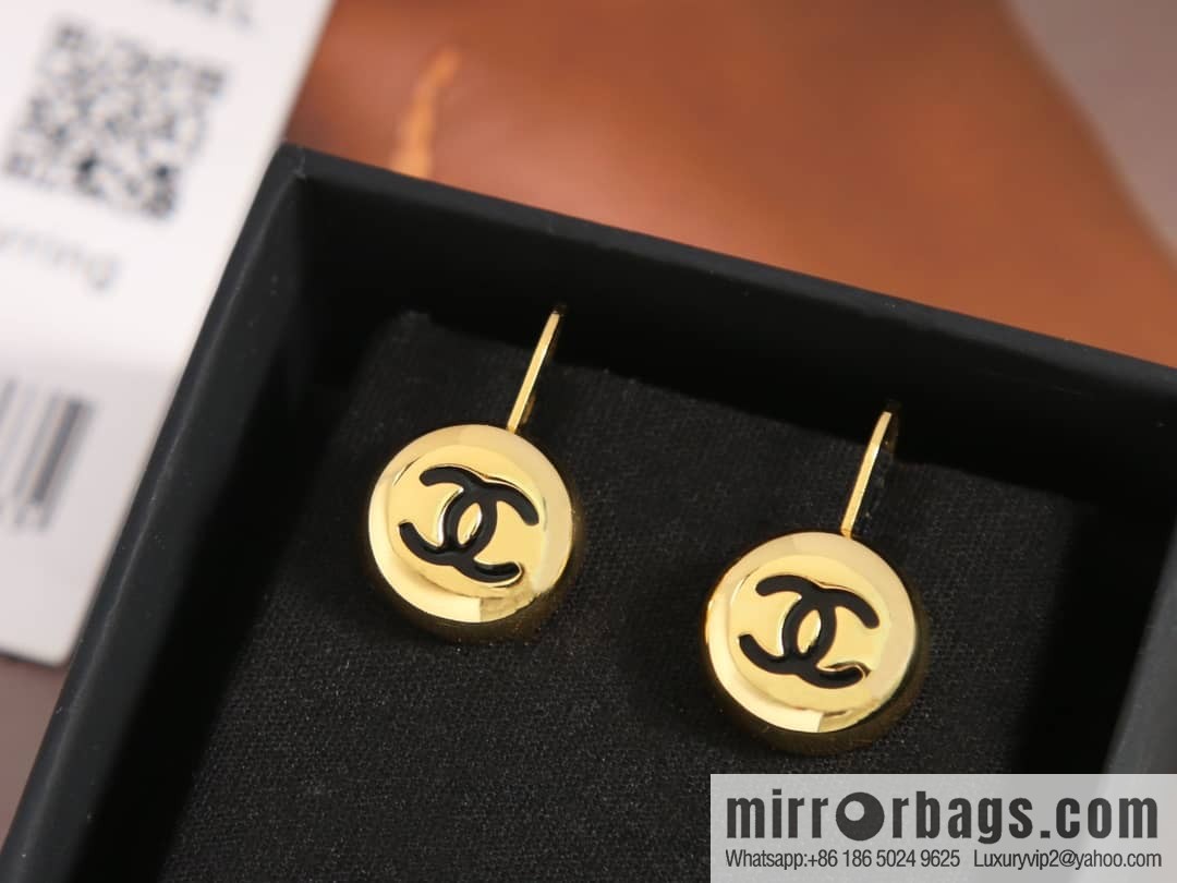 New ☑️ Chanel double c gold small golden bean stud earrings