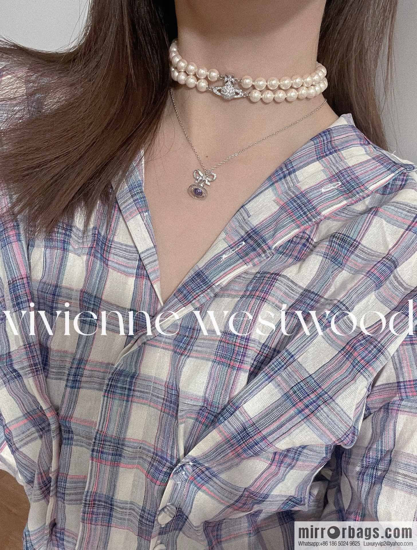 New ☑️ Vivienne Westwood Queen Mother Full Diamond Saturn Pearl Necklace