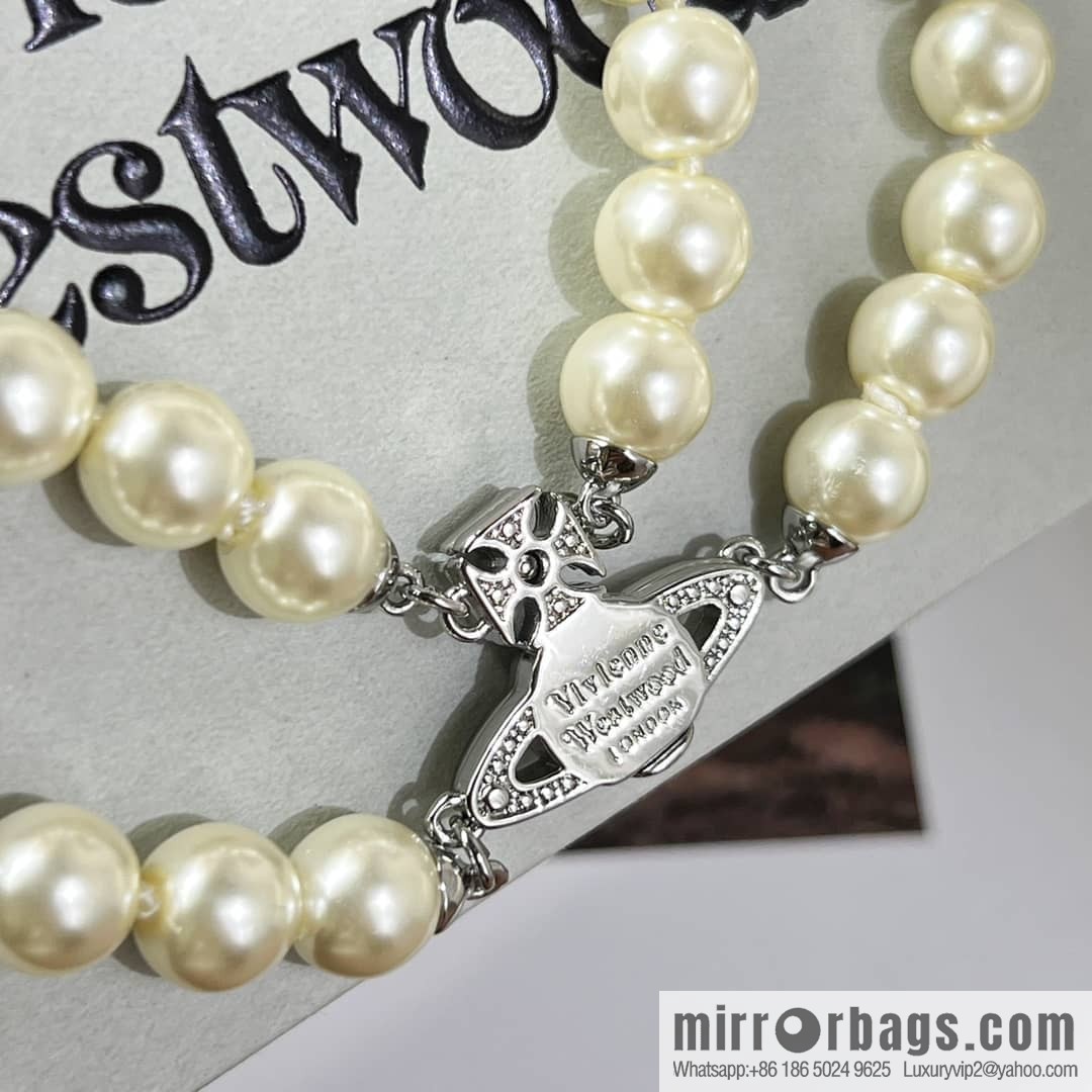 New ☑️ Vivienne Westwood Queen Mother Full Diamond Saturn Pearl Necklace