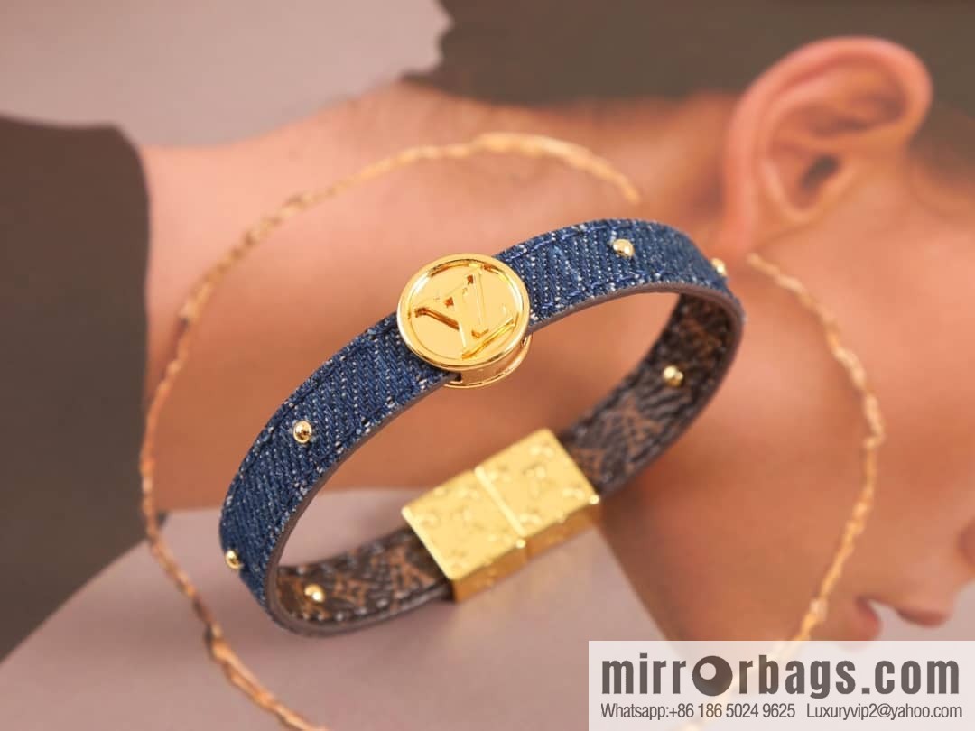 Louis Vuitton Double-sided denim monogram leather rope bracelet
