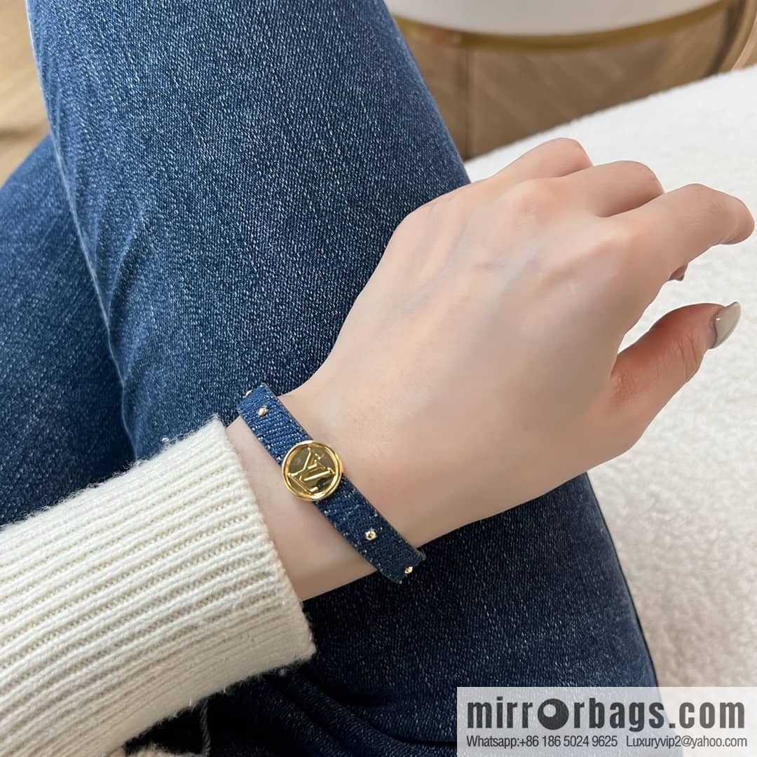 Louis Vuitton Double-sided denim monogram leather rope bracelet