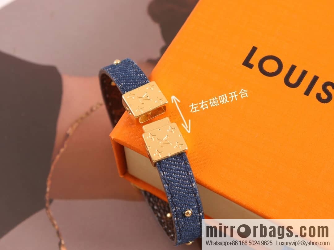 Louis Vuitton Double-sided denim monogram leather rope bracelet