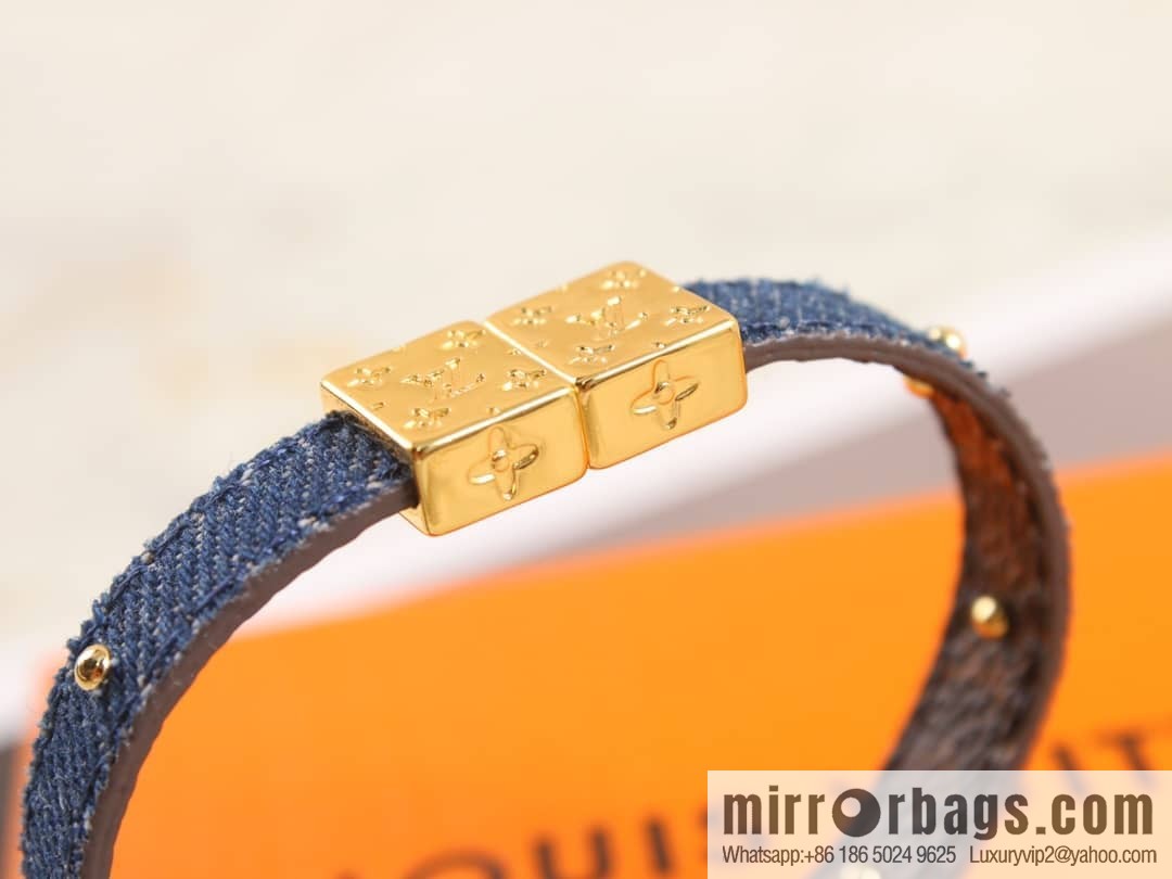 Louis Vuitton Double-sided denim monogram leather rope bracelet