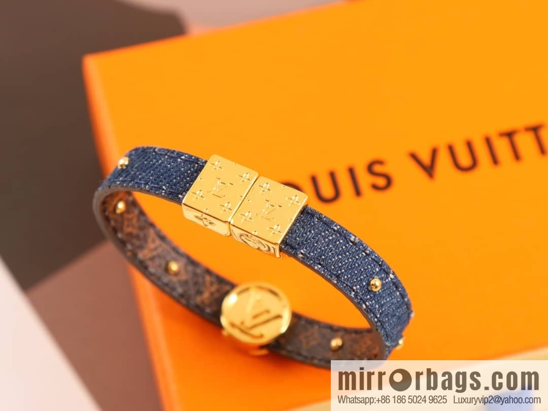 Louis Vuitton Double-sided denim monogram leather rope bracelet