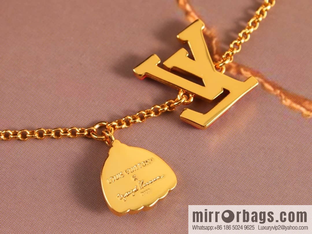 Louis Vuitton Louis Vuitton floral letter LV necklace