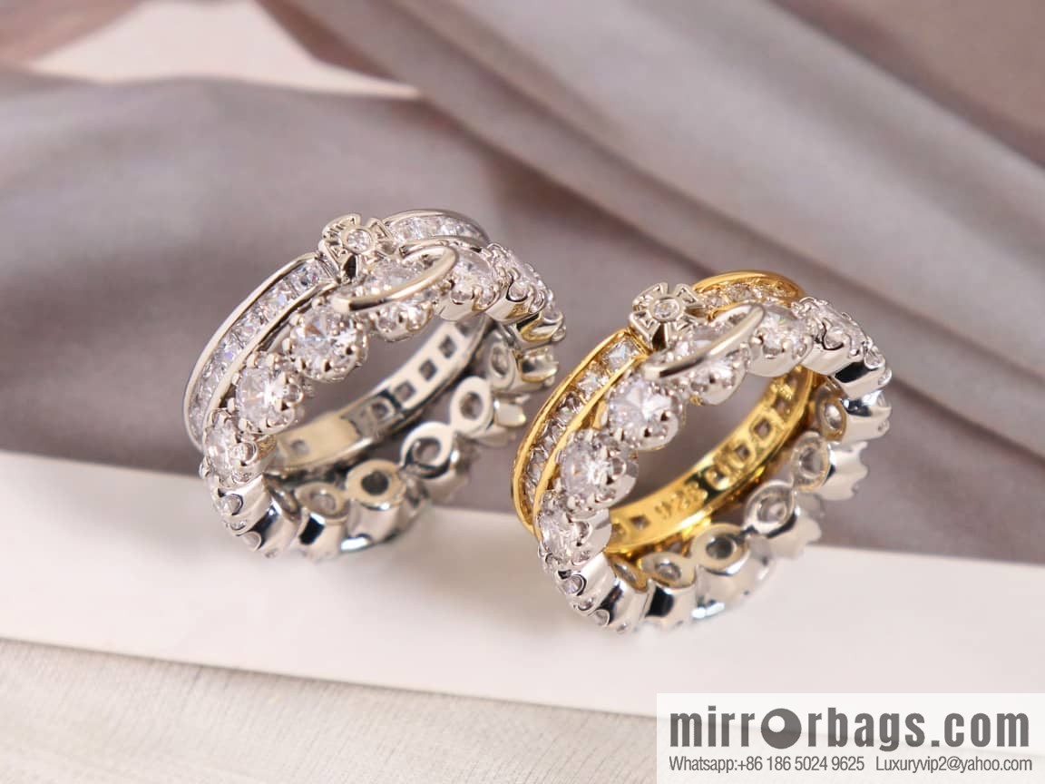 New ☑️ Vivienne Westwood Queen Mother Saturn double full diamond ring