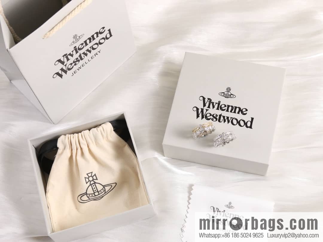 New ☑️ Vivienne Westwood Queen Mother Saturn double full diamond ring