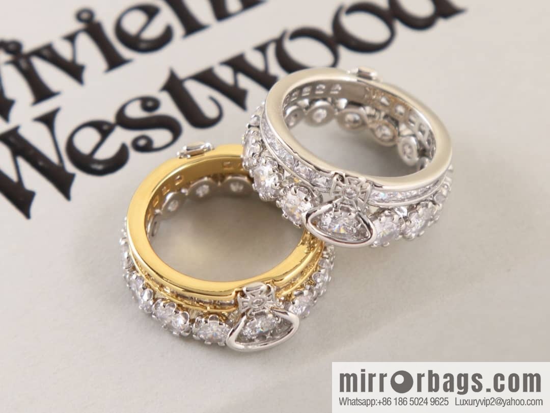 New ☑️ Vivienne Westwood Queen Mother Saturn double full diamond ring