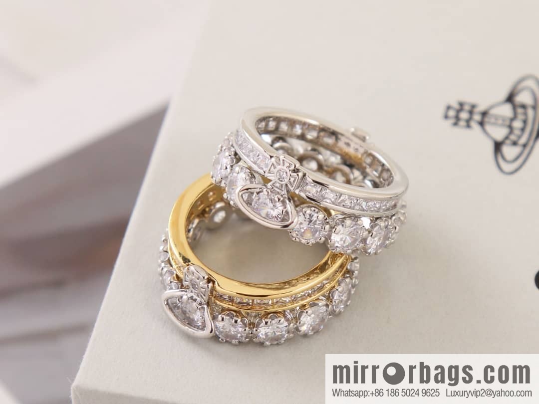 New ☑️ Vivienne Westwood Queen Mother Saturn double full diamond ring
