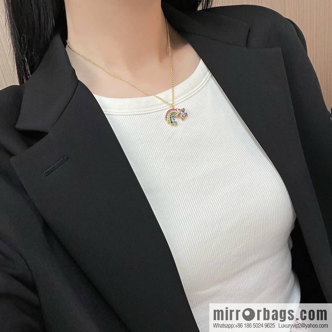 New ☑️ Vivienne Westwood Queen Mother Saturn full of diamonds rainbow necklace