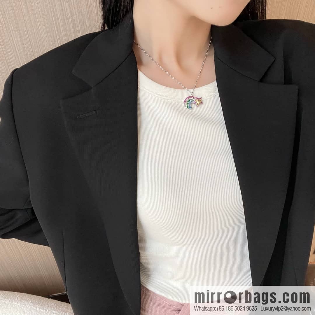 New ☑️ Vivienne Westwood Queen Mother Saturn full of diamonds rainbow necklace