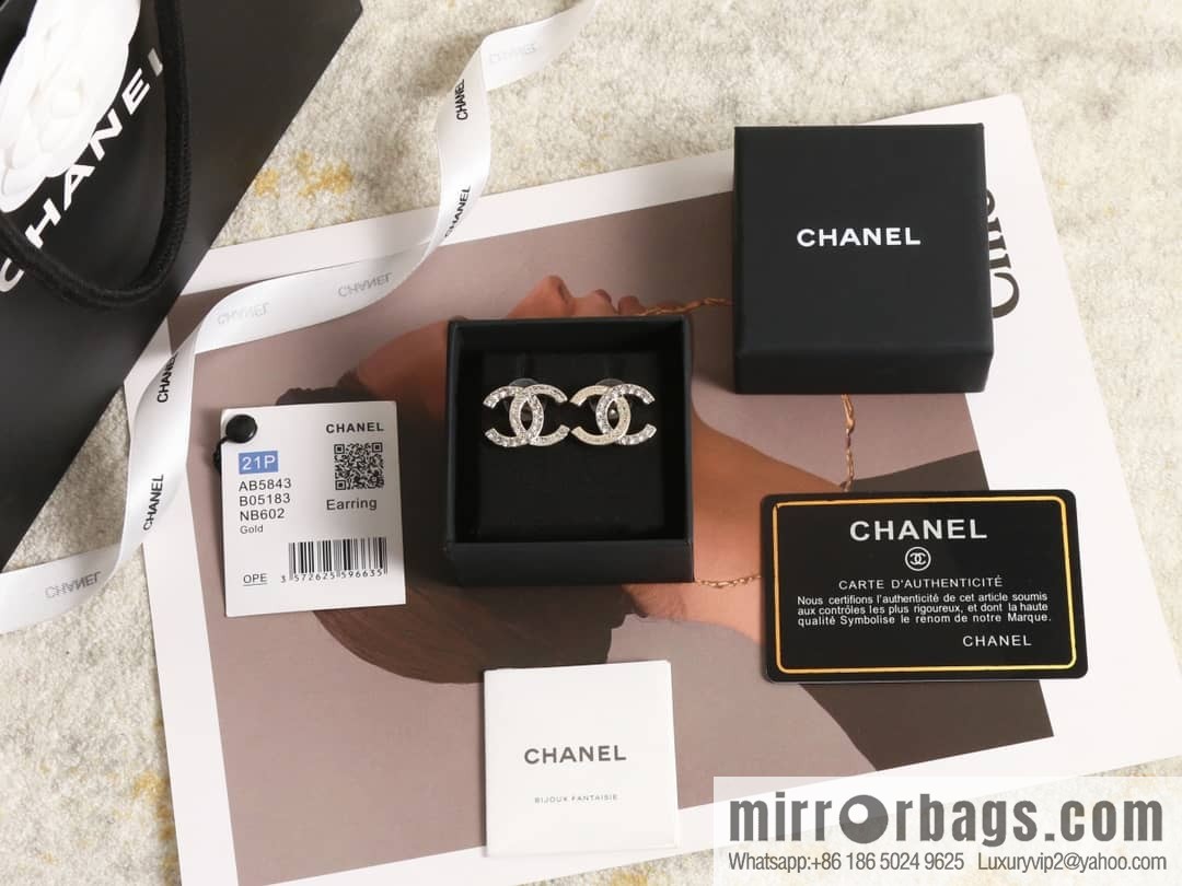 New ☑️ Chanel c1 double c half diamond stud earrings