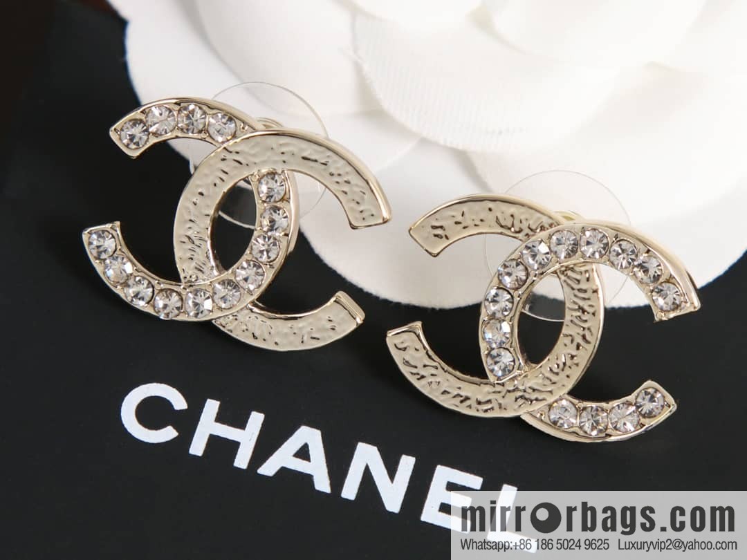 New ☑️ Chanel c1 double c half diamond stud earrings