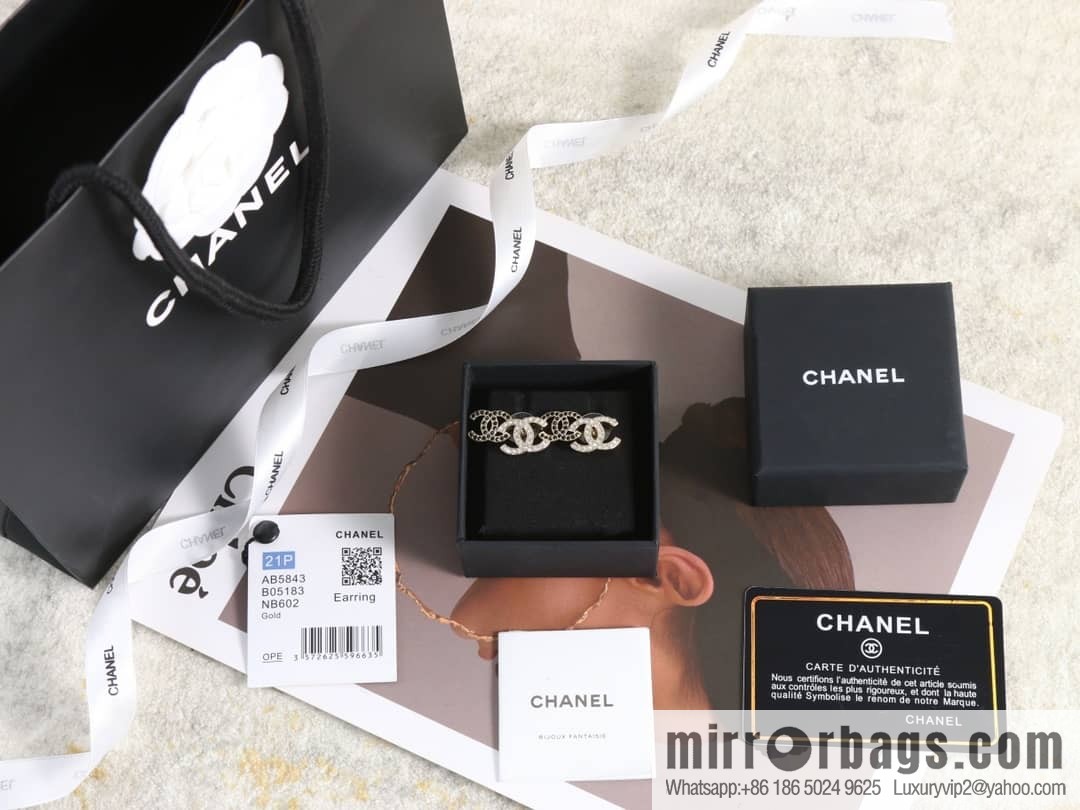 New ☑️ Chanel c1 double c black diamond stud earrings