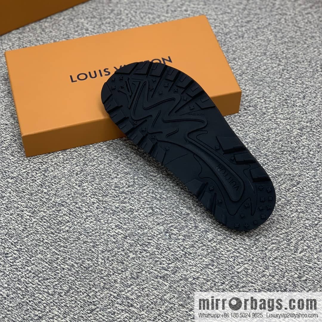 LV/Louis Vuitton features classic PVC men's sandals with black outsoles