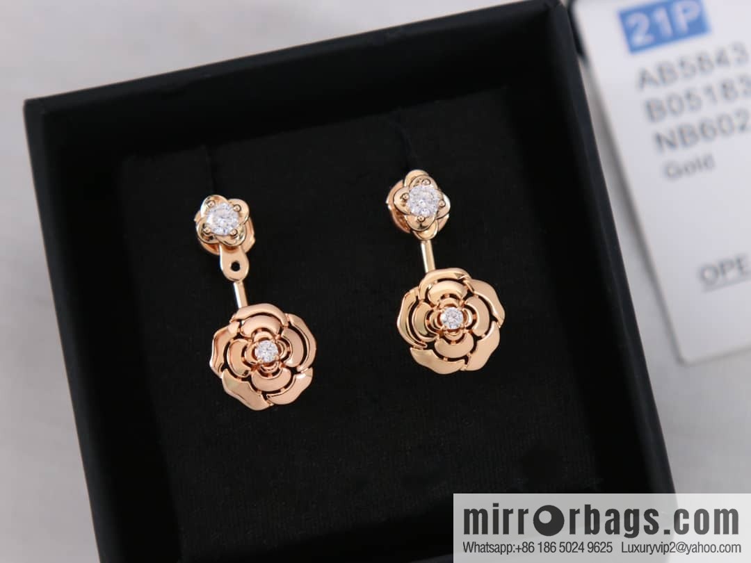 Chanel rose gold camellia stud earrings