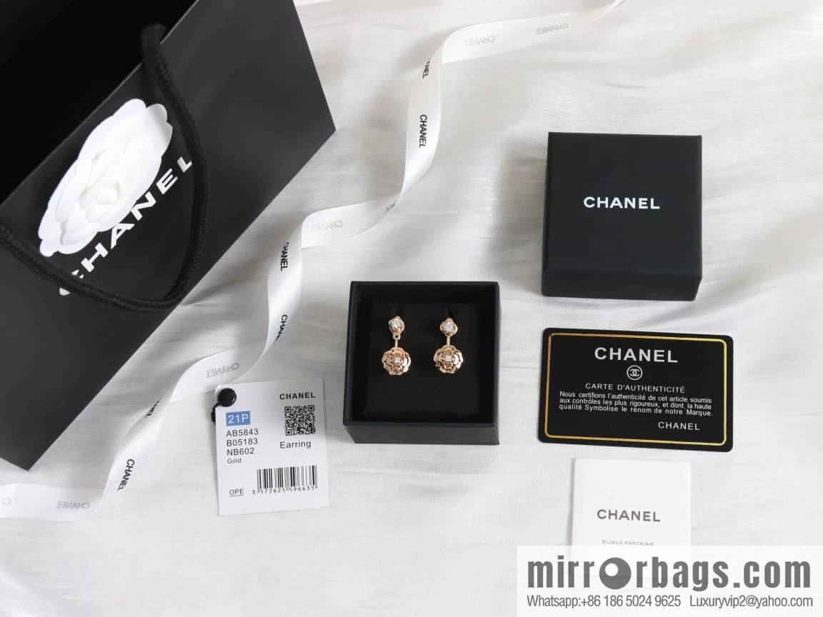 Chanel rose gold camellia stud earrings