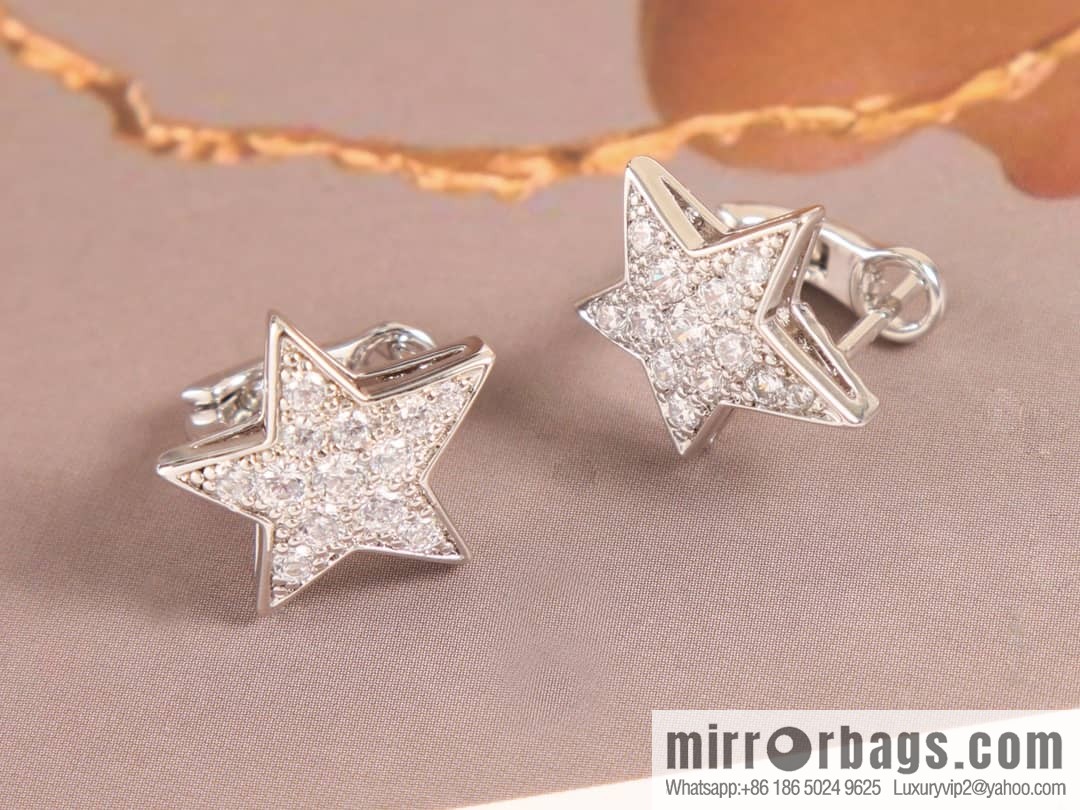 Chanel full diamond pentagram ⭐ star earrings earrings