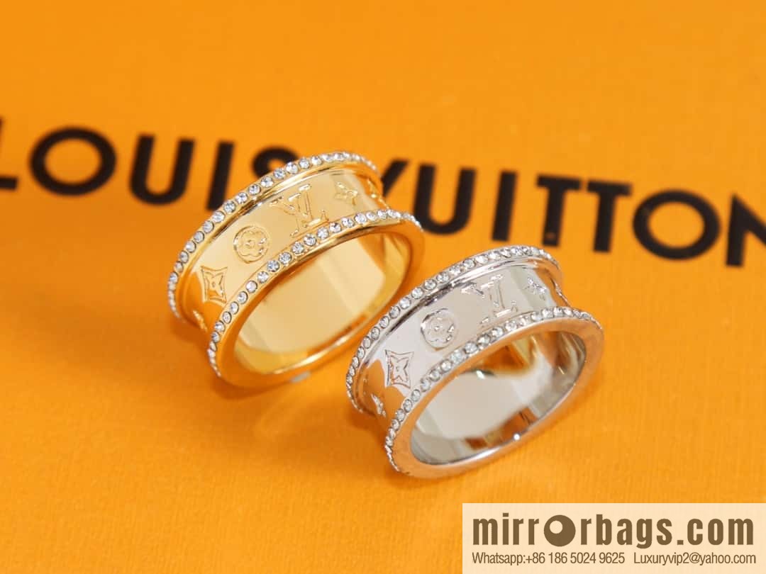 Louis Vuitton Louis Vuitton double row diamond LV letter ring