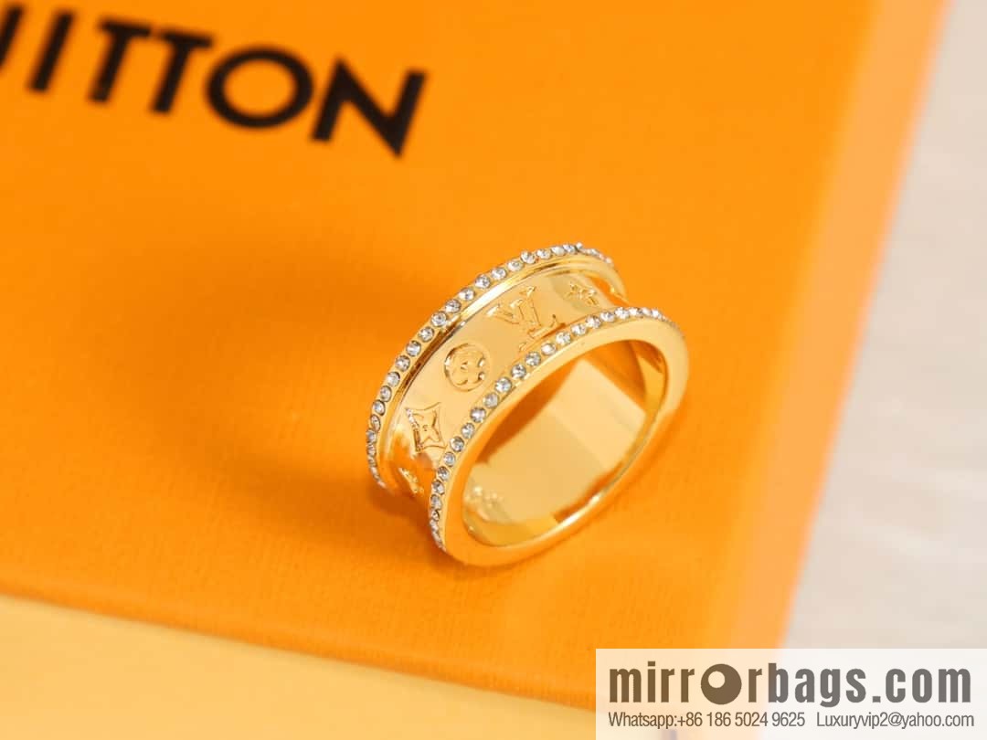 Louis Vuitton Louis Vuitton double row diamond LV letter ring