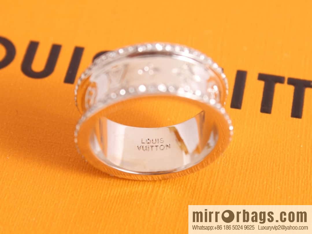 Louis Vuitton Louis Vuitton double row diamond LV letter ring