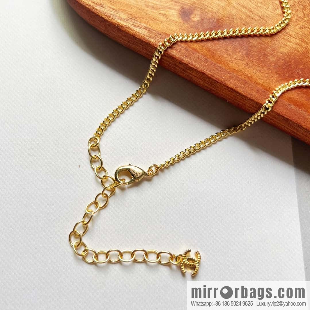 Chanel double c black peach heart love necklace
