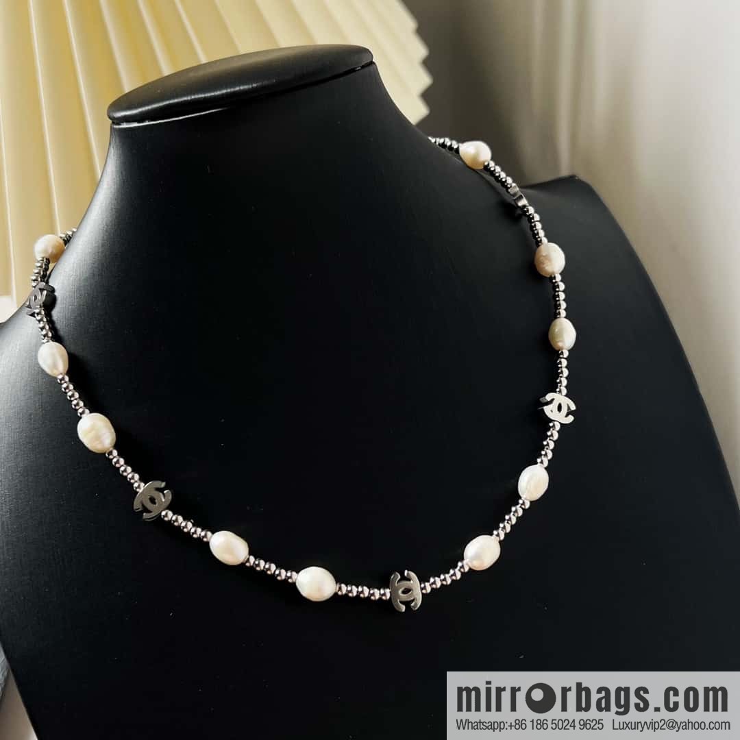 New ☑️ Chanel silver double c pearl necklace