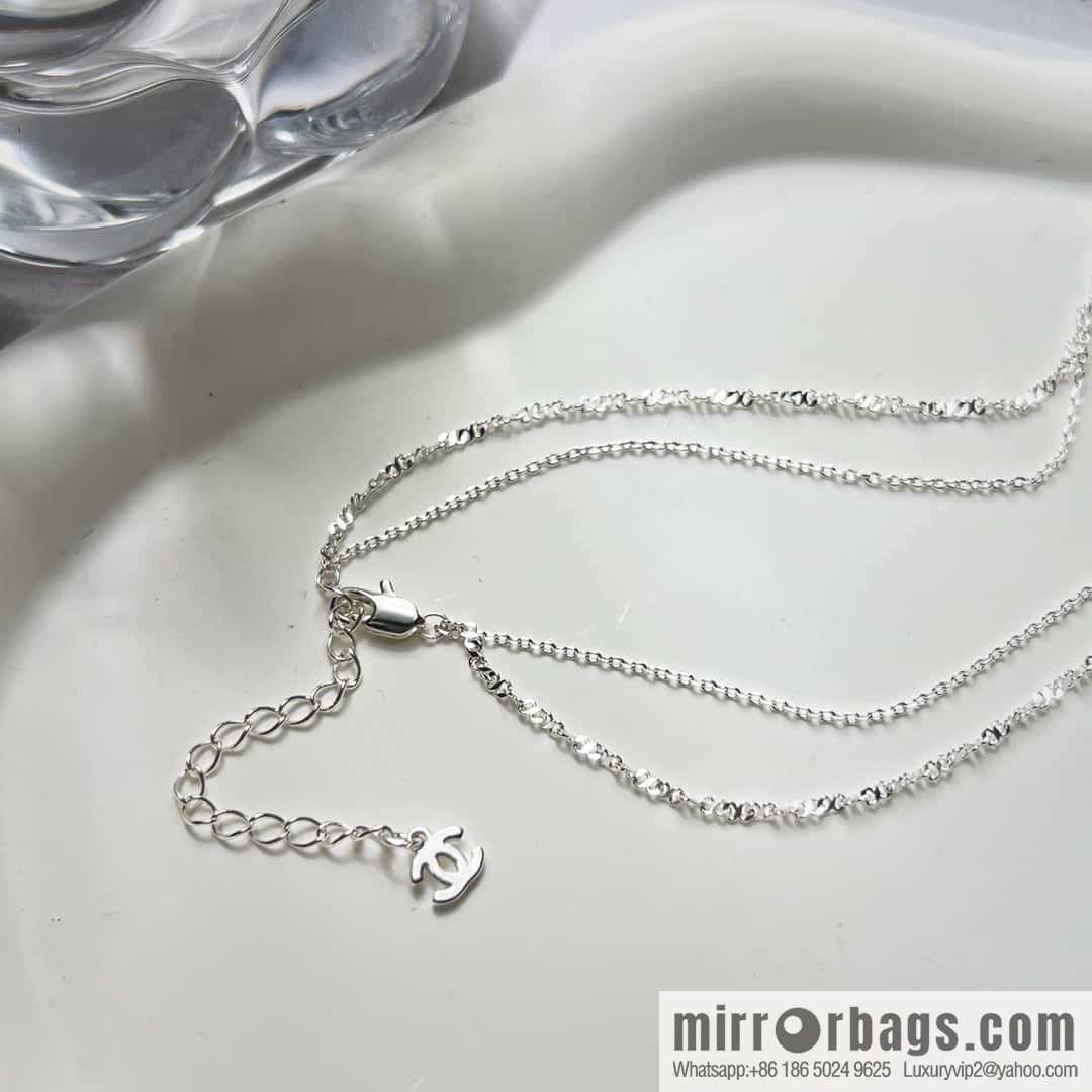 New ☑️ Chanel silver double pearl double c necklace
