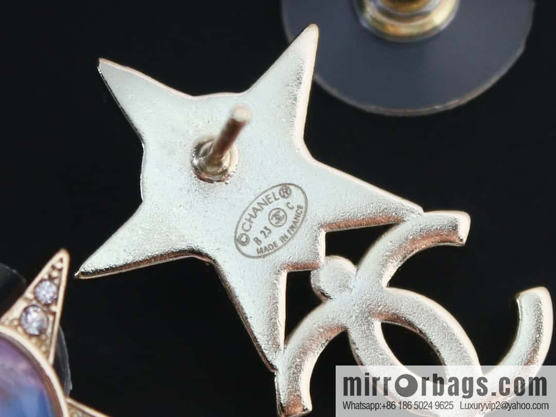 New ☑️ Chanel c2 double c full diamond pentagram ⭐ star stud earrings