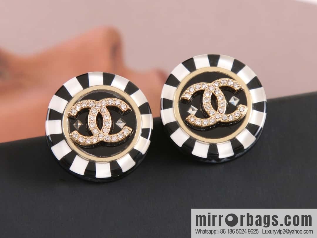 New ☑️ Chanel c1 double c acrylic round stud earrings