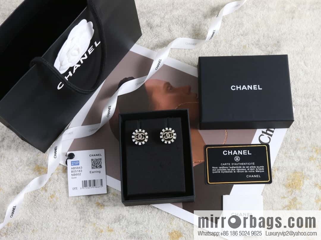 New ☑️ Chanel c1 double c acrylic round stud earrings