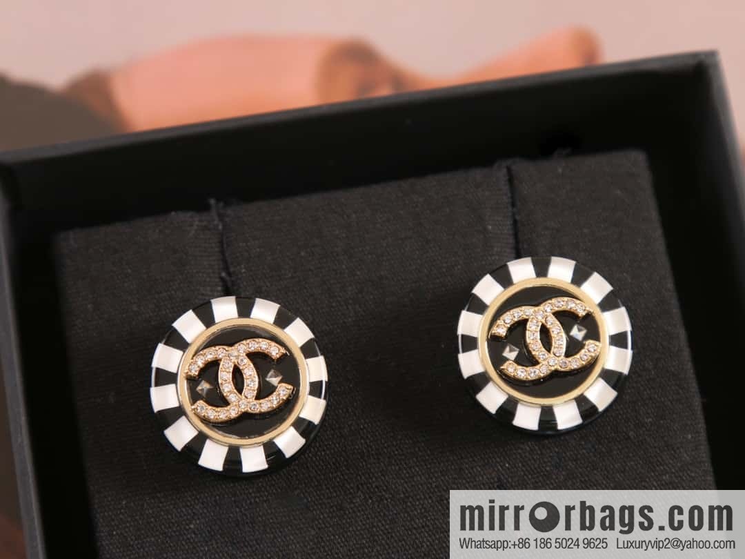 New ☑️ Chanel c1 double c acrylic round stud earrings