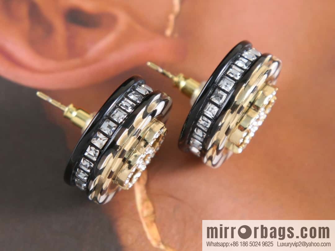 New ☑️ Chanel c1 double c acrylic round stud earrings