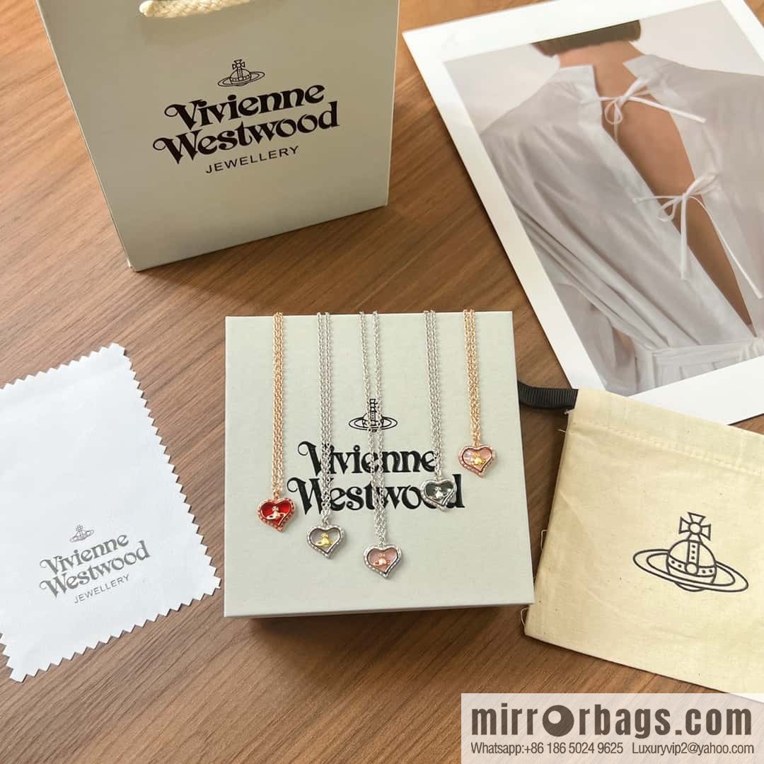 New ☑️ Vivienne Westwood Queen Mother love peach heart necklace