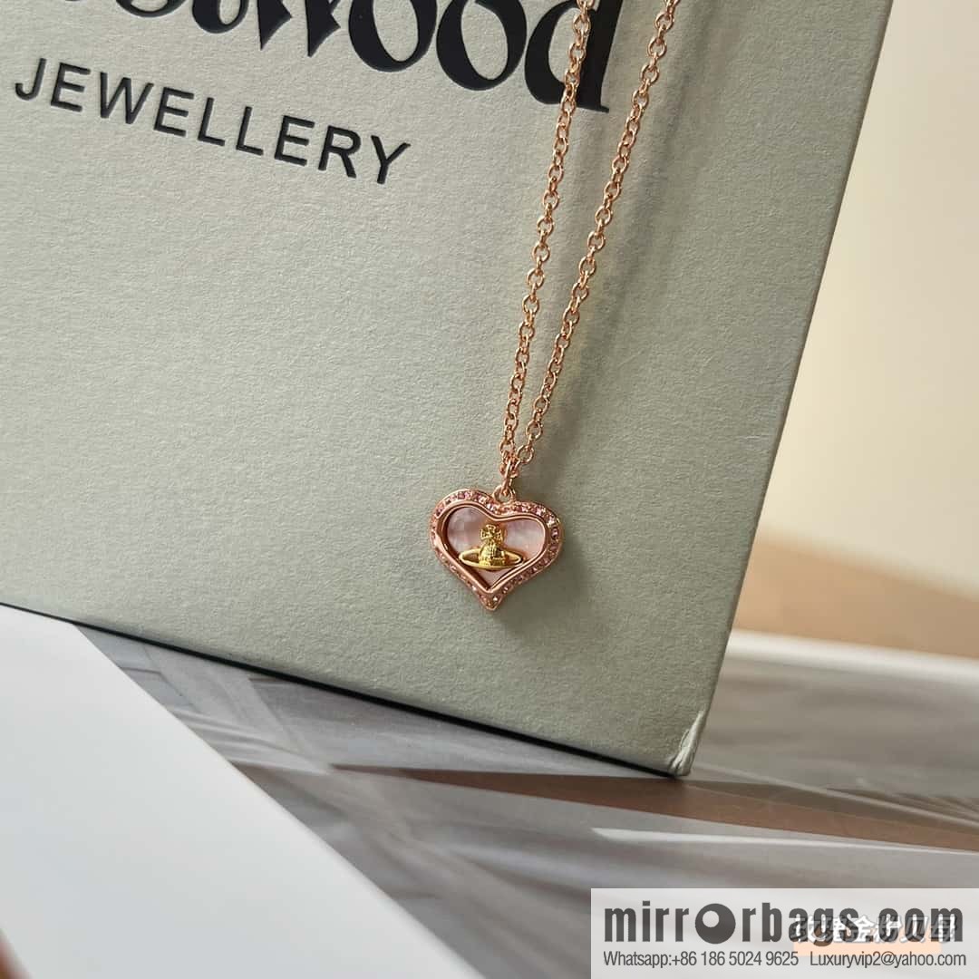 New ☑️ Vivienne Westwood Queen Mother love peach heart necklace