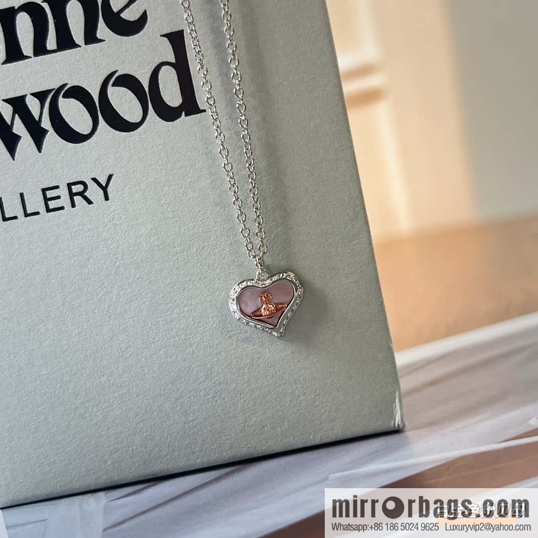 New ☑️ Vivienne Westwood Queen Mother love peach heart necklace
