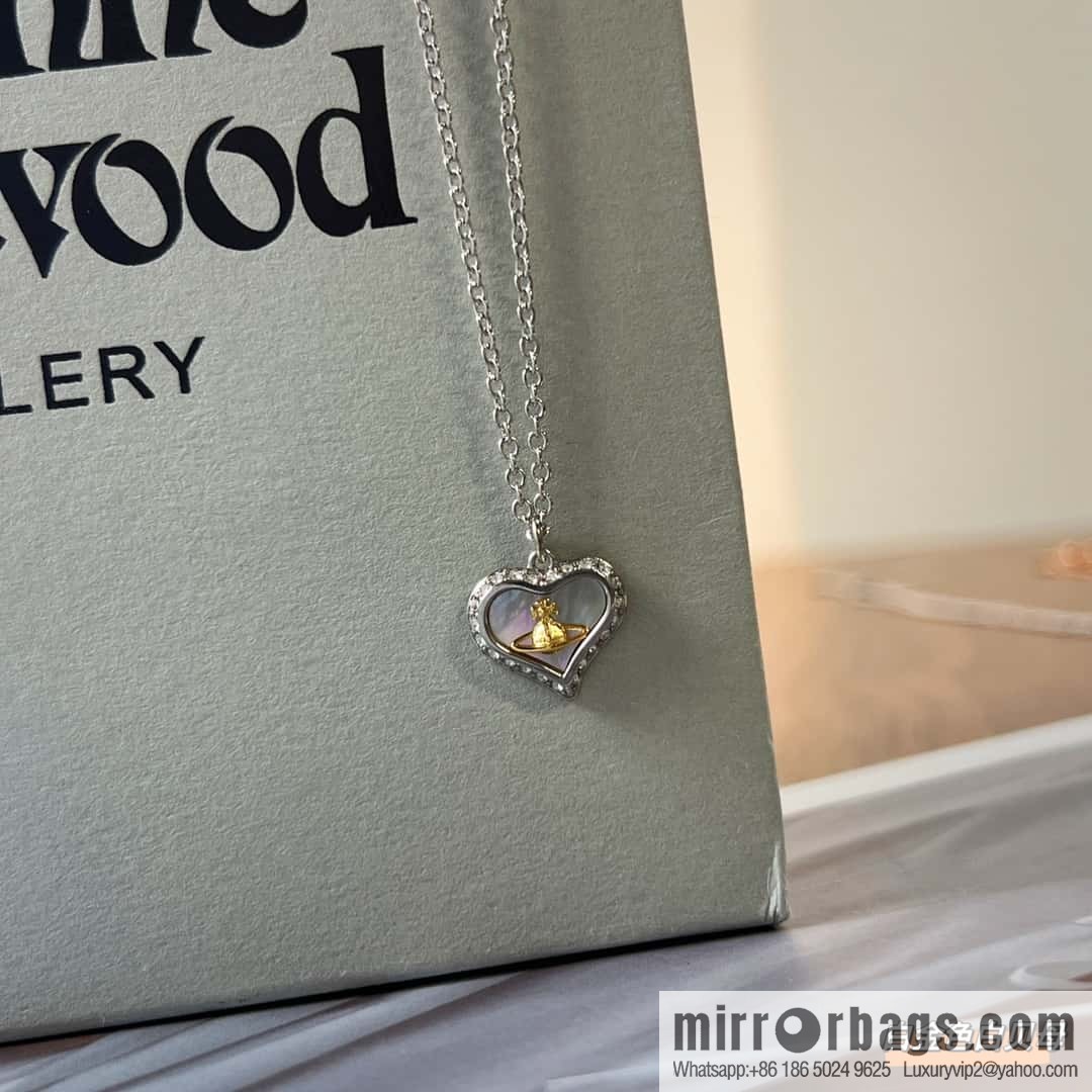 New ☑️ Vivienne Westwood Queen Mother love peach heart necklace