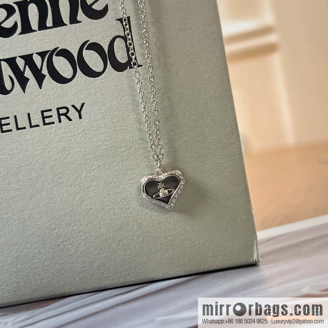 New ☑️ Vivienne Westwood Queen Mother love peach heart necklace