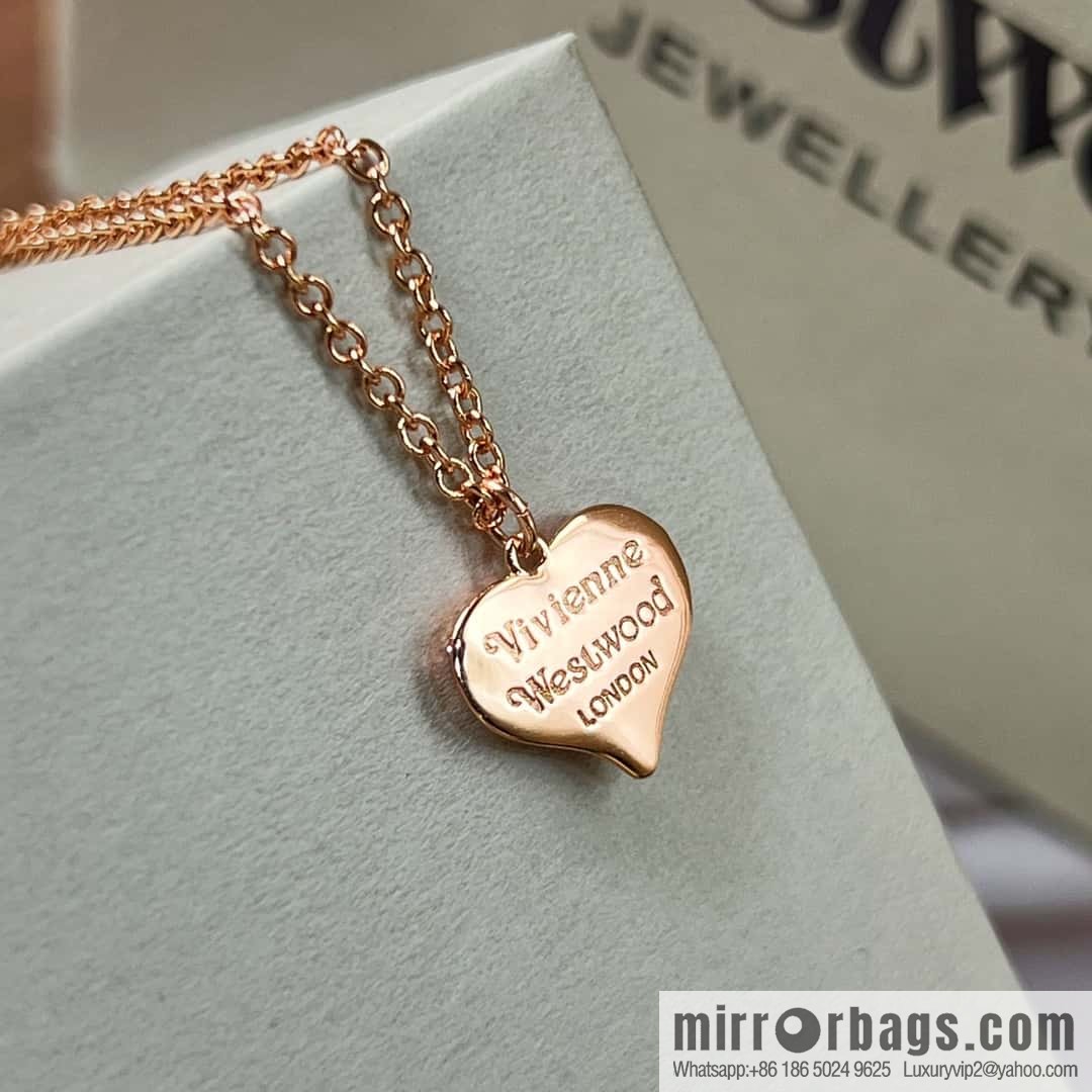 New ☑️ Vivienne Westwood Queen Mother love peach heart necklace