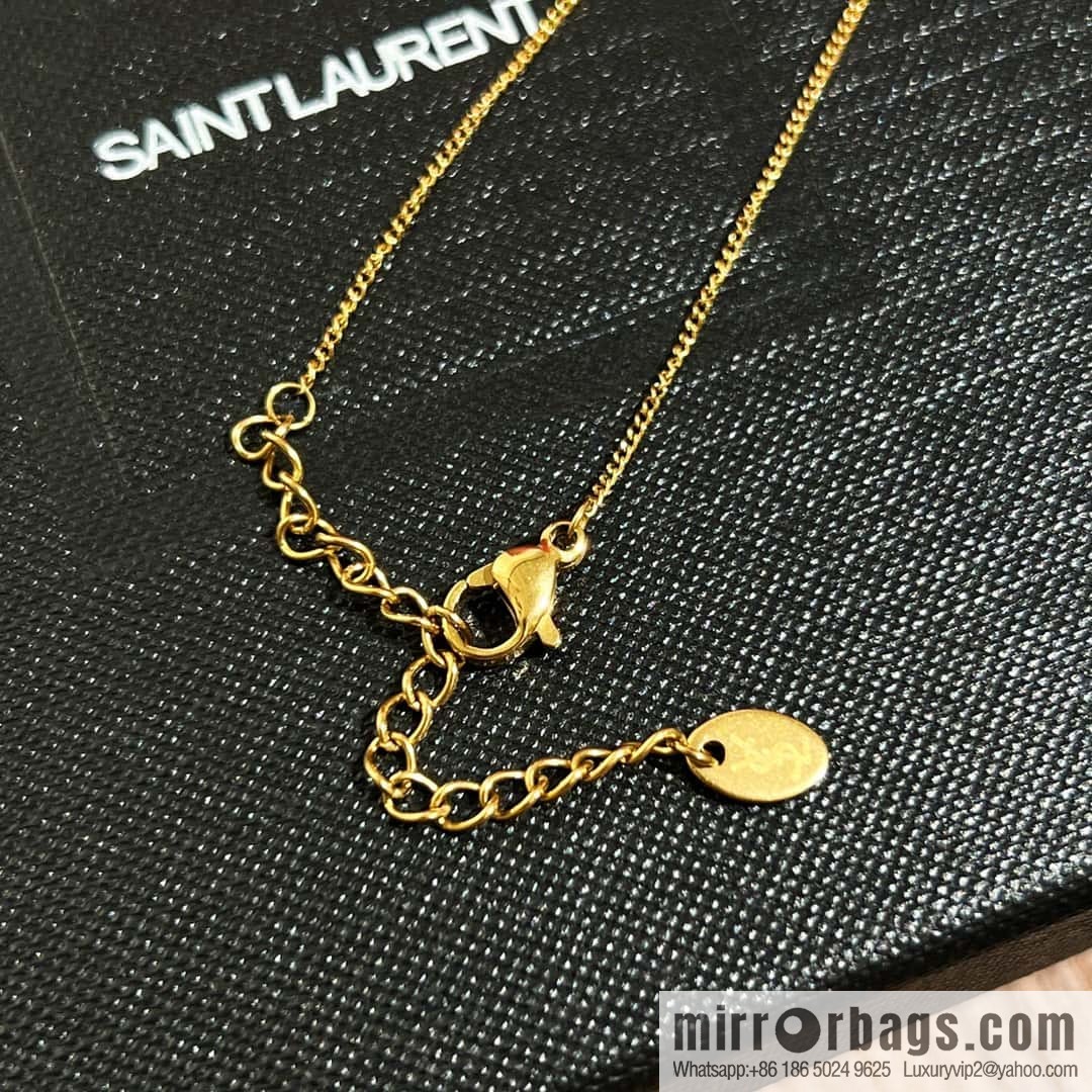 Saint Laurent YSL gold peach heart love necklace