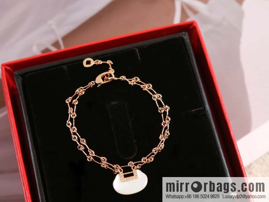 Qeelin, White Fritillary Ruyi Lock Safety Lock bracelet necklace