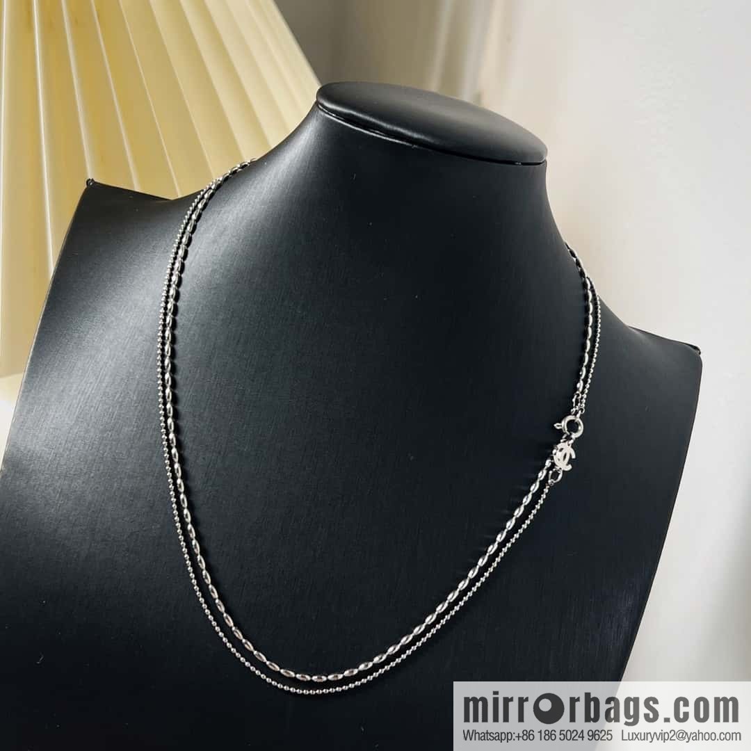New ☑️ Chanel silver double layer double c necklace