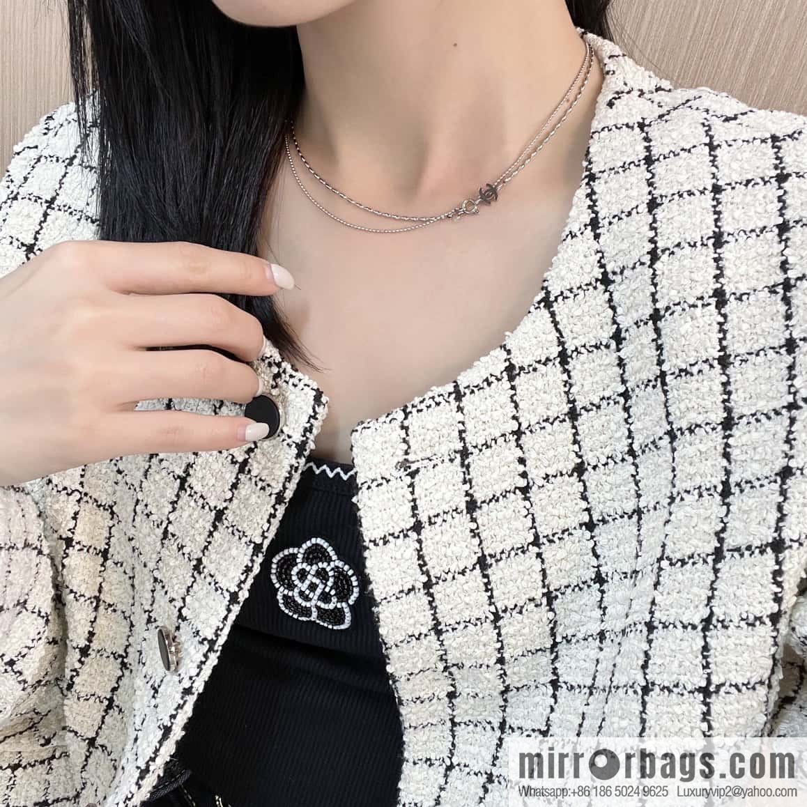 New ☑️ Chanel silver double layer double c necklace